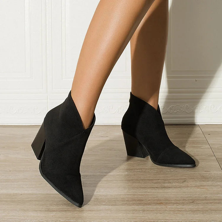 Hailey | Pointed Ankle Boot With Suede Effect