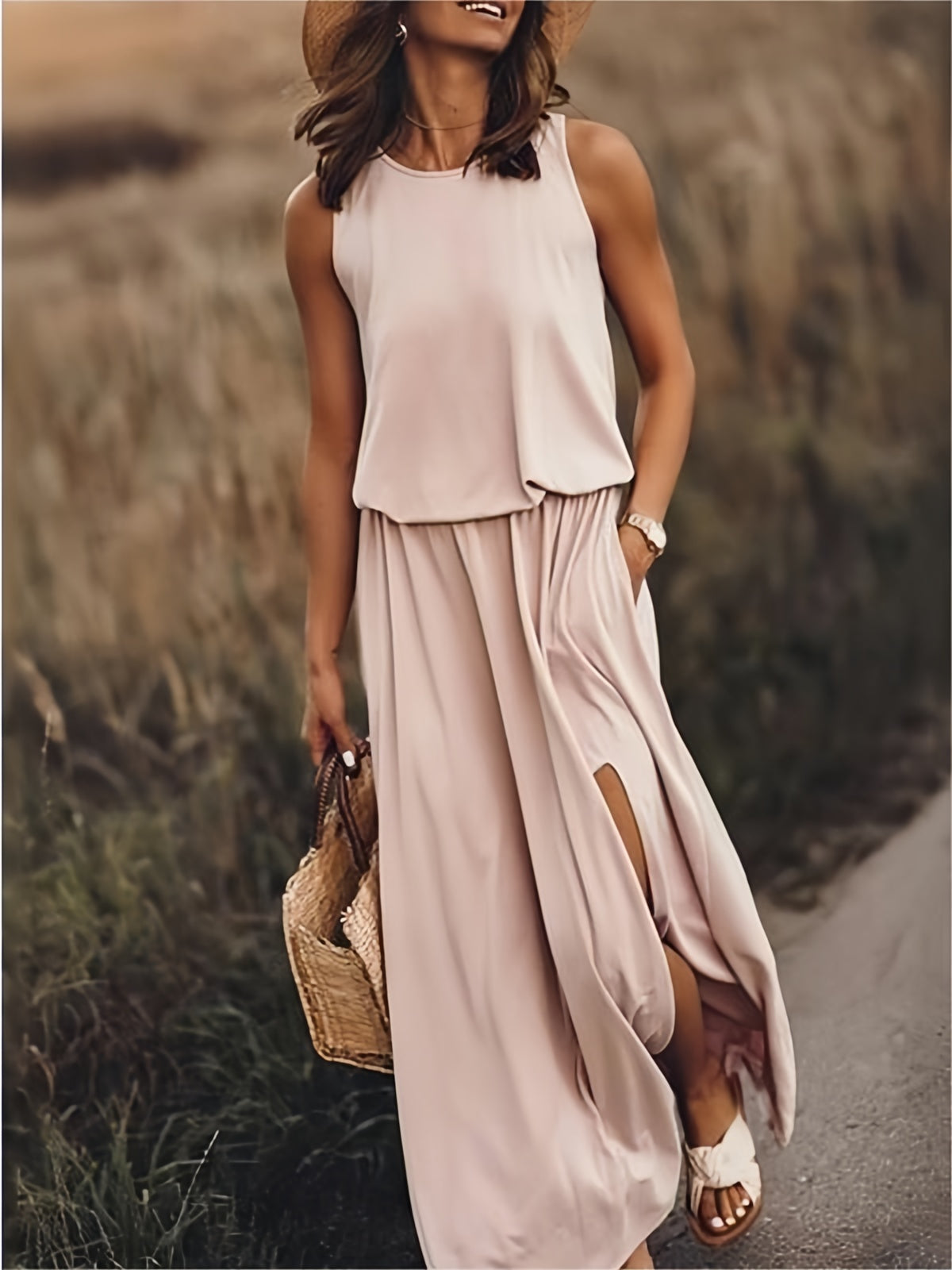 Indie - Elegant Side Split Sleeveless Dress
