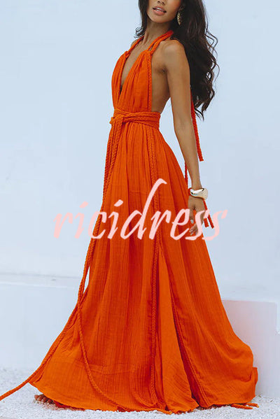 Faelina – Backless Halter Bandage Maxi Dress