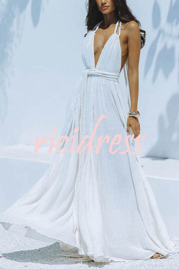 Faelina – Backless Halter Bandage Maxi Dress