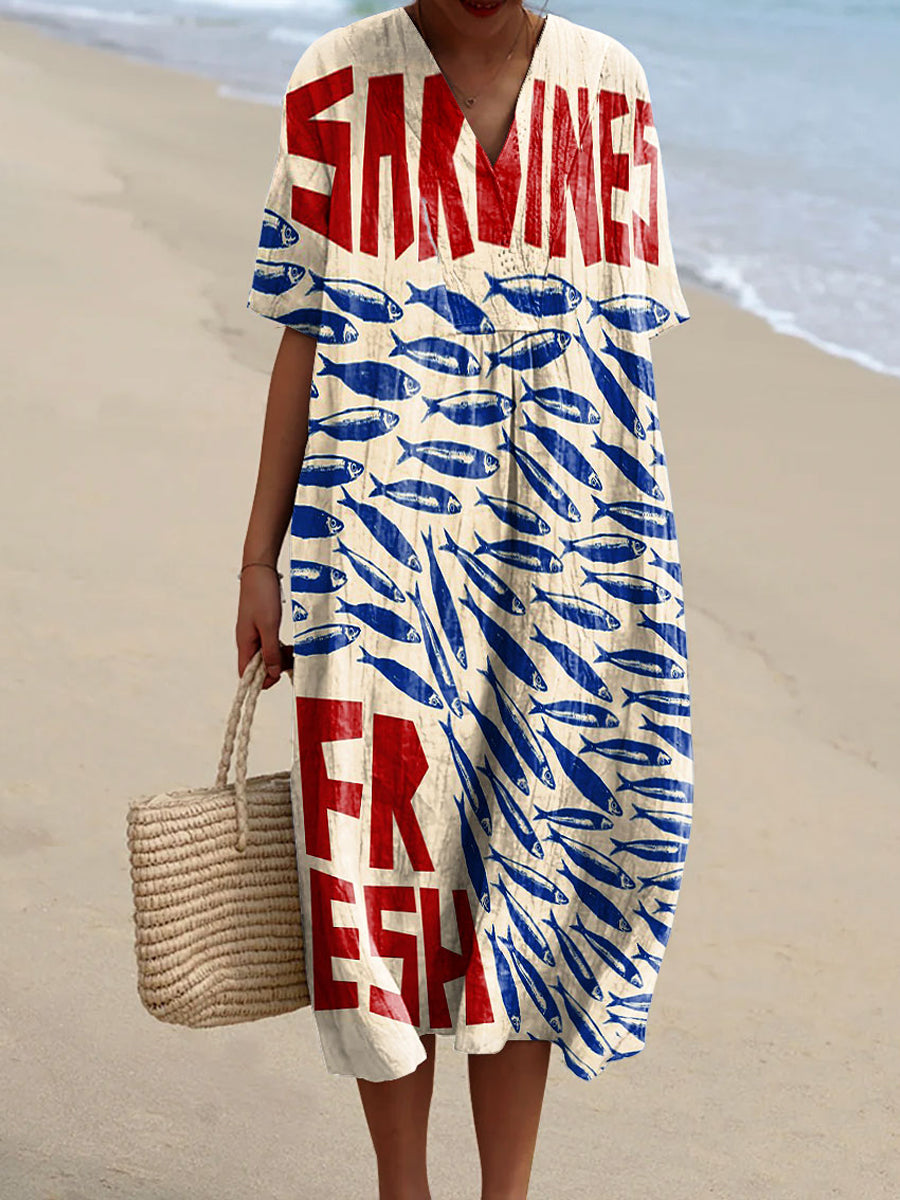 Marcia - Sardines Print Dress