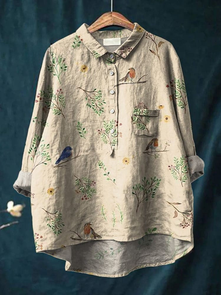 Brooke - Boughs And Robin Birds Pattern Shirt