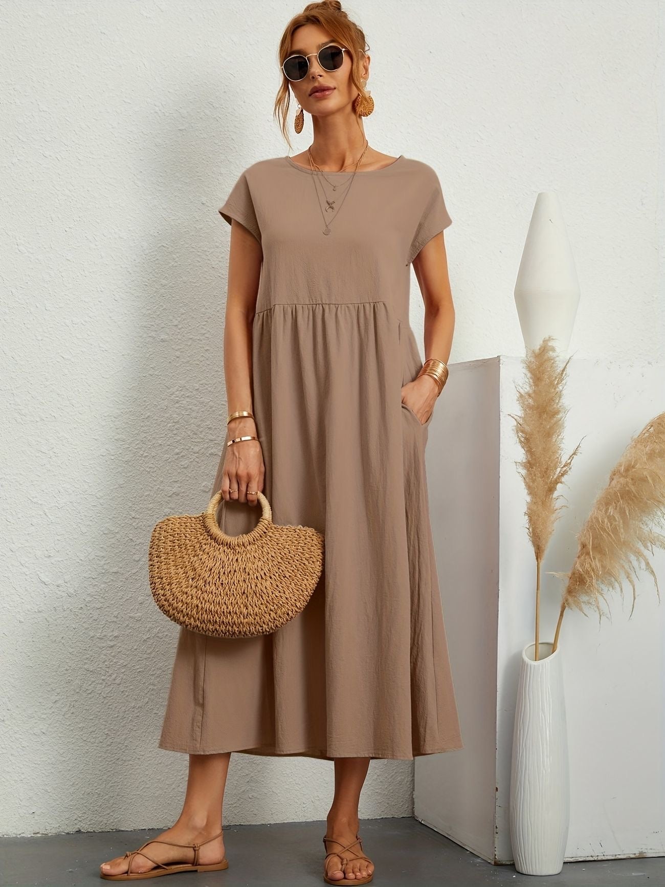 Kimber - Casual O-Neck Midi Dress
