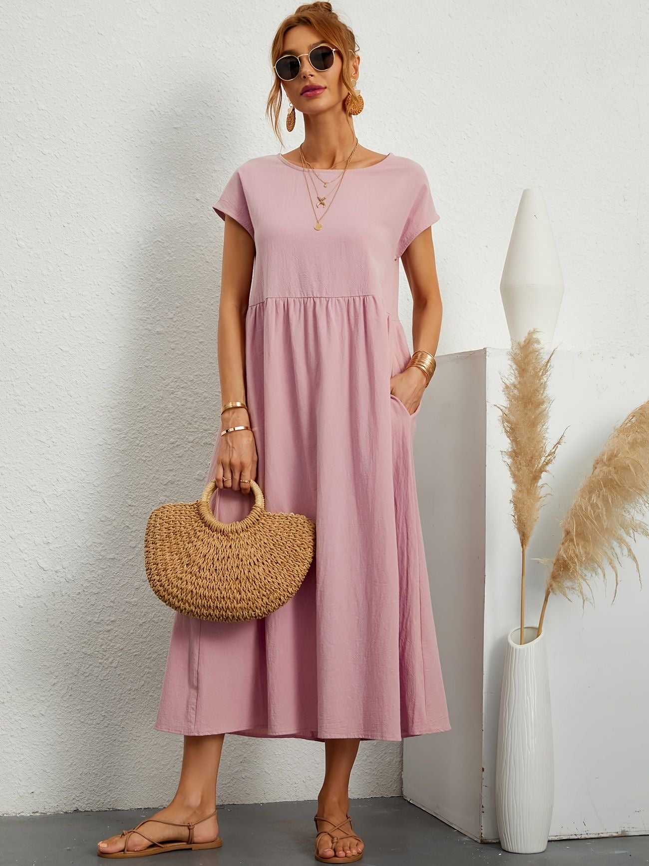Kimber - Casual O-Neck Midi Dress