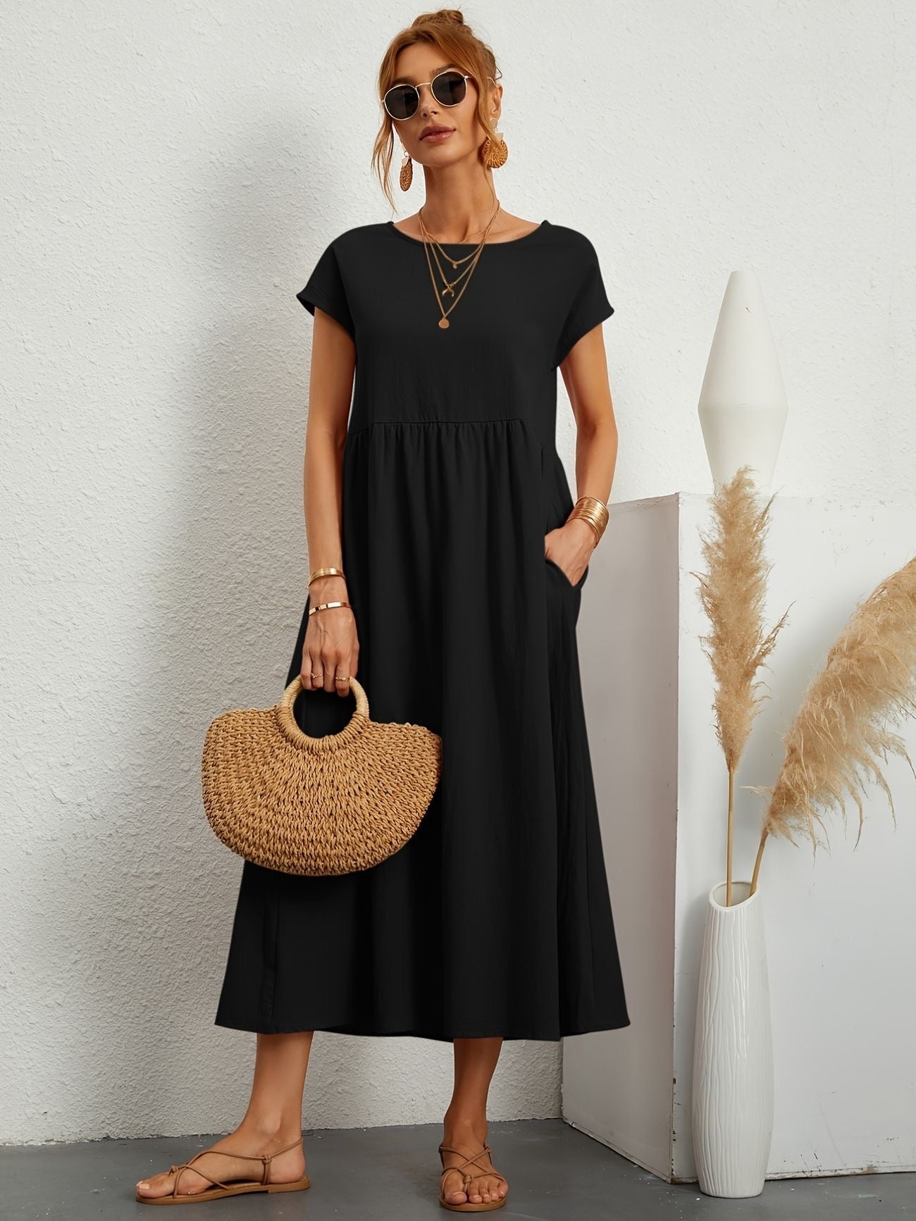 Kimber - Casual O-Neck Midi Dress