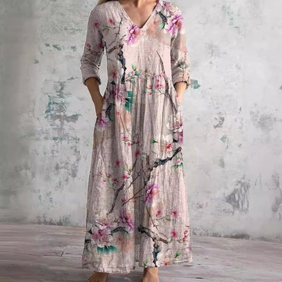 Ivory - Floral Whimsy Boho Maxi Dress
