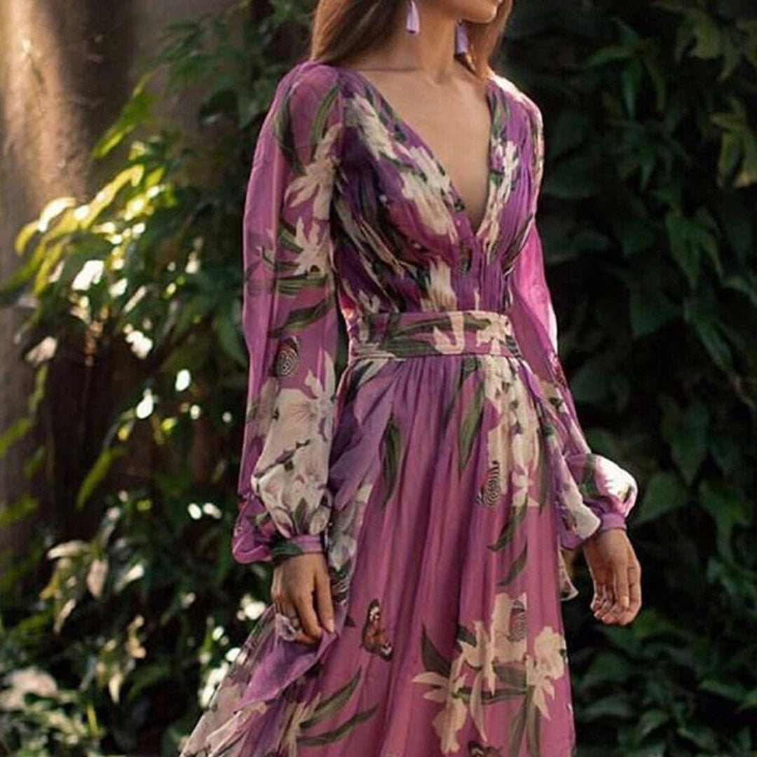 Monroe - Floral Elegance Swing Maxi Dress