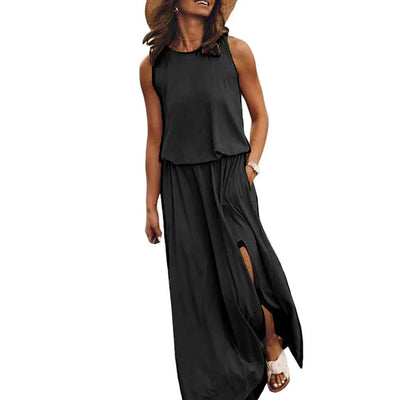 Lyric - Casual Sleeveless Slit Maxi Dress