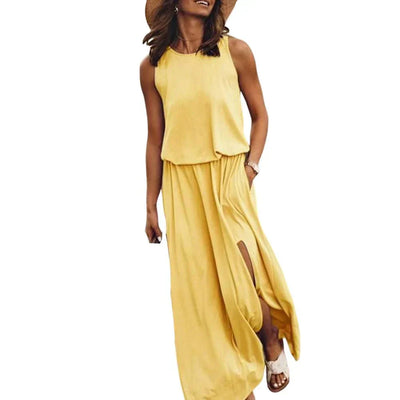 Lyric - Casual Sleeveless Slit Maxi Dress
