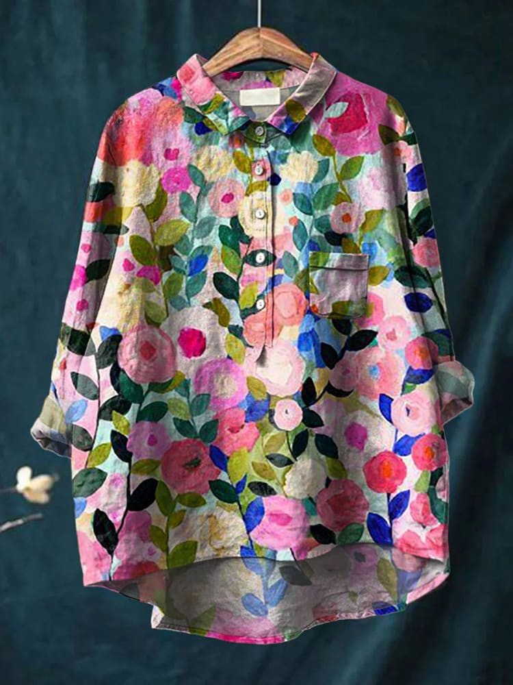 Maya - Fresh Spring Floral Garden Print Shirt