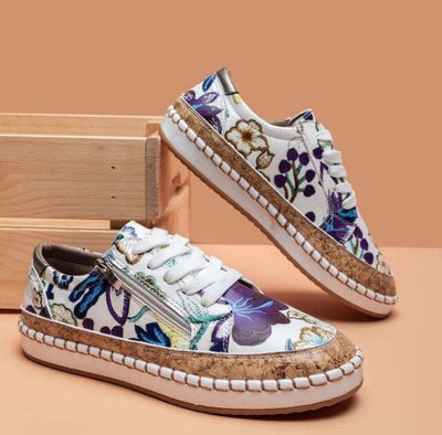 Oluchi - Floral Orthopedic Zipper Sneakers