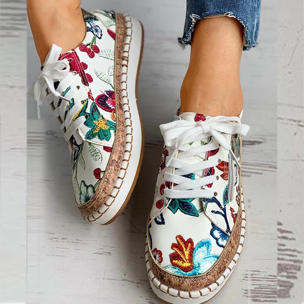 Oluchi - Floral Orthopedic Zipper Sneakers
