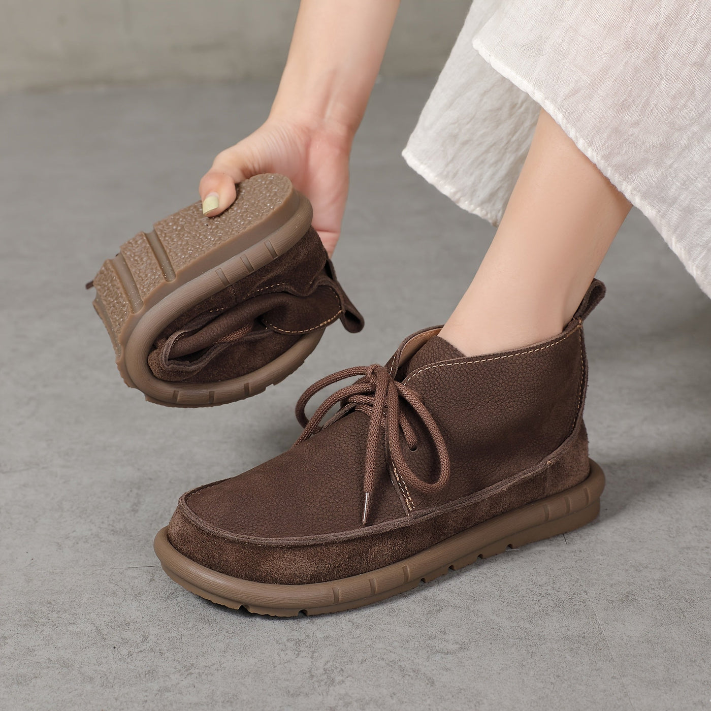 Lirinda – Leather Lace-Up Ankle Boots