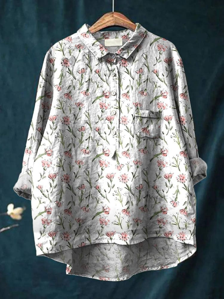 Audrey - Casual Pink Floral Repeat Print Shirt
