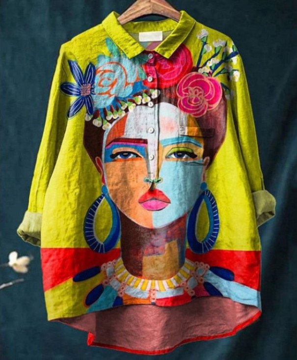 Jocelyn - Unique Oil Painting Inspired Cotton-Linen Shirt