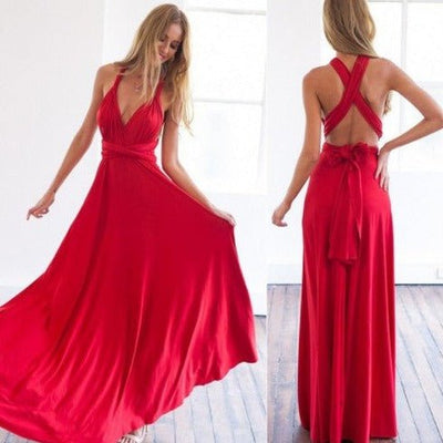 Henley - Vibrant Strapped V-Neck Long Gown