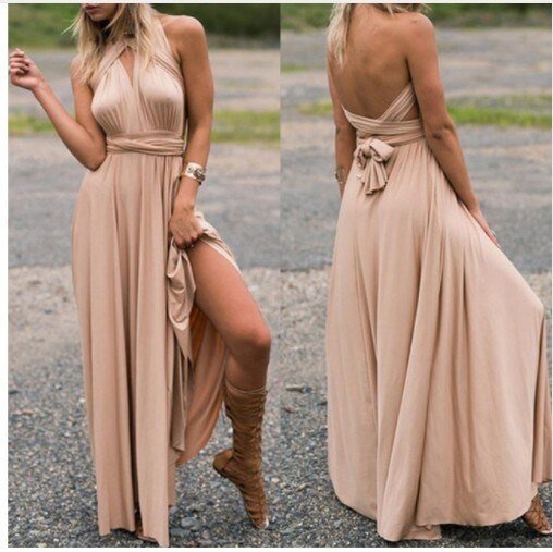 Henley - Vibrant Strapped V-Neck Long Gown